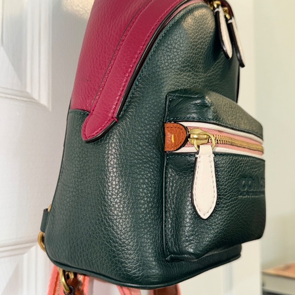 Coach Charter Backpack 18 In Colorblock Brass/amazon Green Multi C5286 - Picture 3 of 11